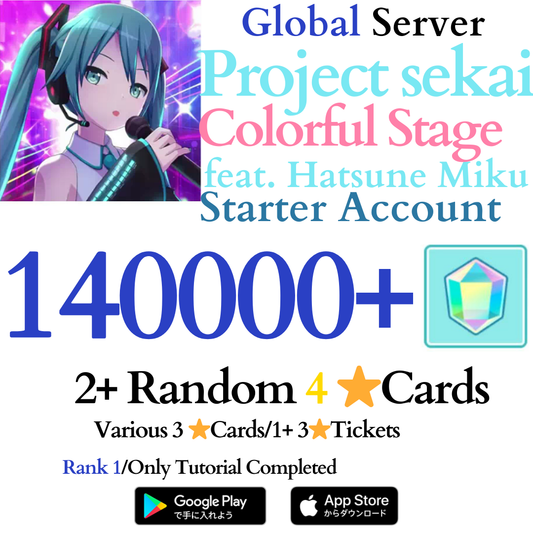 [GLOBAL] 70,000-143,000+ Gems 2+ 4* Project Sekai Colorful Stage ft. Hatsune Miku PJSekai Reroll Account