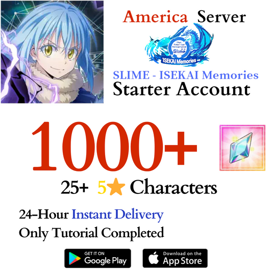 [GLOBAL - America] 1000+ Crystals SLIME - ISEKAI Memories Starter Reroll Account