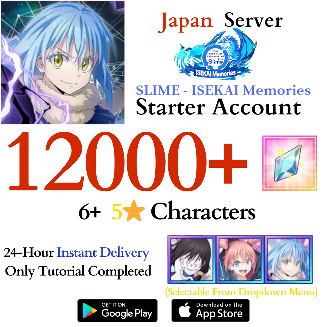 [JP] 12000+ Crystals SLIME - ISEKAI Memories Starter Reroll Account