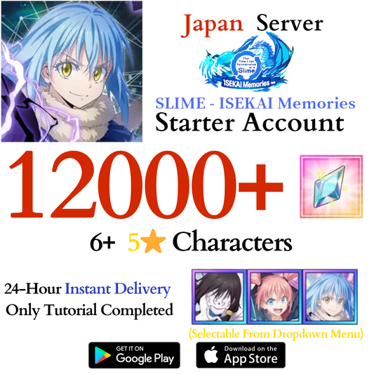 [JP] 12000+ Crystals SLIME - ISEKAI Memories Starter Reroll Account