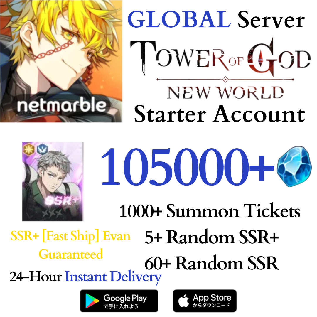 [GLOBAL] SSR+ Evan 105000+ Gems | Tower of God New World Starter Reroll Account