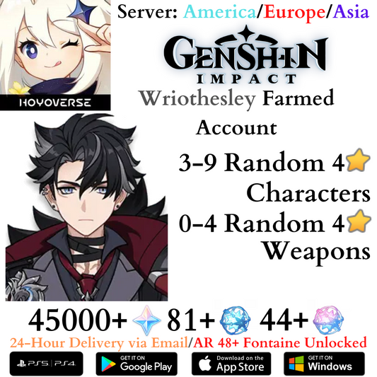 Genshin Impact Wriothesley Farmed Account