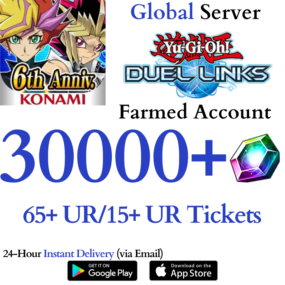 [GLOBAL] 30000+ Gems Yu-Gi-Oh! Duel Links Farmed Reroll Account