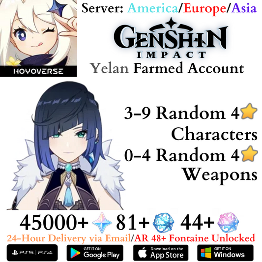 Genshin Impact Yelan Farmed Account