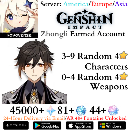 Genshin Impact Zhongli Farmed Account